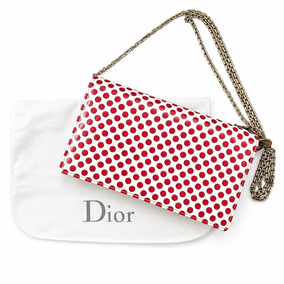 Christian Dior Handbags - Christian Dior Dioramour Polka Dot Wallet On Chain Crossbody Bag Leather Rare